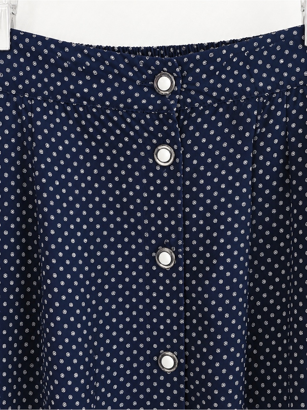 Vintage Cristin Stevens Made in Italy Polka Dot Button Front Midi Skirt | 90s - Picture 2 of 5